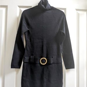 Black turtleneck mini dress